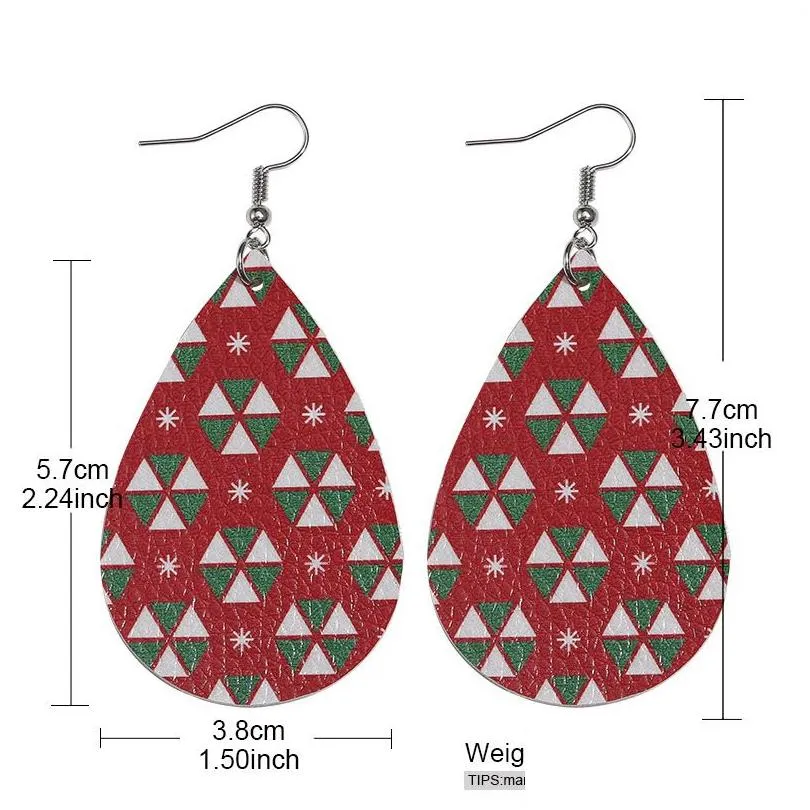 Dangle & Chandelier 16 Colors Statement Snowflake Deer Printed Leather Earrings Vintage Ethnic Waterdrop Shape Girls Womens Christmas Dh3J2