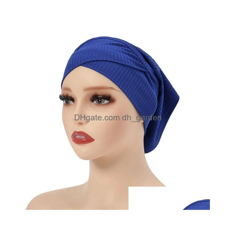 Beanie/Skull Caps Soft Underscarf Cross Elastic Inner Hat Jeresy Cotton Muslim Hijab Tube Bone Bonet Cap Islam Arabic Turban Dhgarden Dhkac