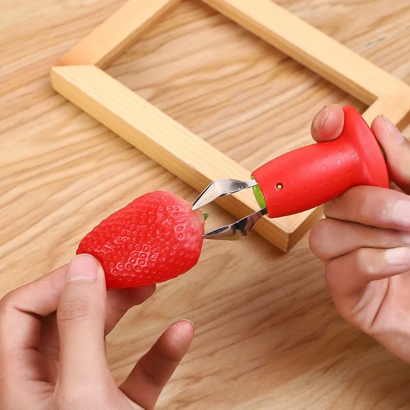 Hullers Metal Plastic Fruit Leaf Gadget Tomato Stalks Strawberry Knife Stem Remover Kitchen Cooking Tool TLY024