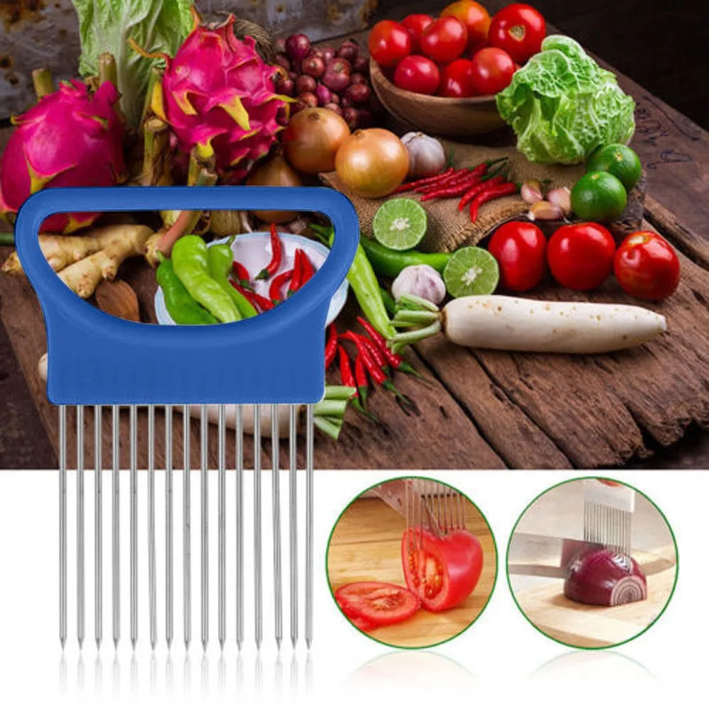 New Slicers Tomato Onion Vegetables Slicer Cutting Aid Holder Guide Slicing Cutter Safe Fork Tools XJY02