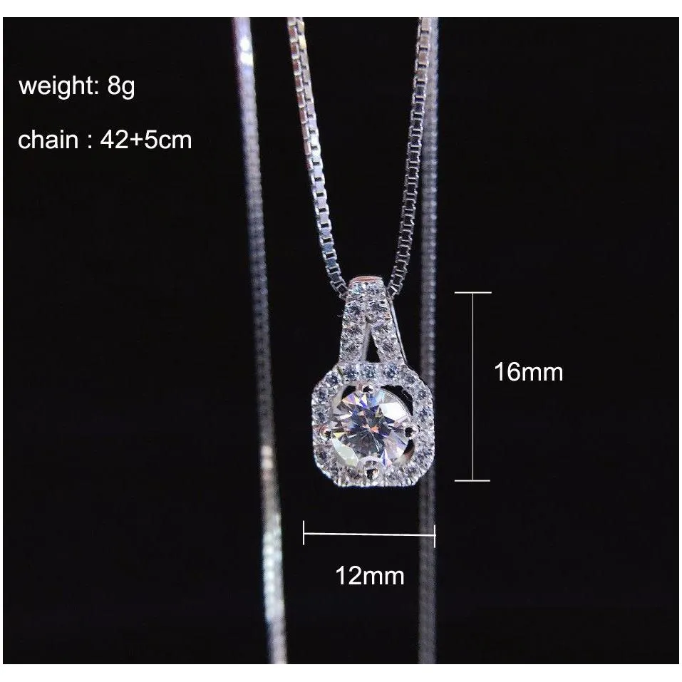 Pendant Necklaces Isang 925 Sterling Sier Necklace American European High Quality Cubic Zirconia Diamond Girls Jewelry Wholesale Drop Dhfxh