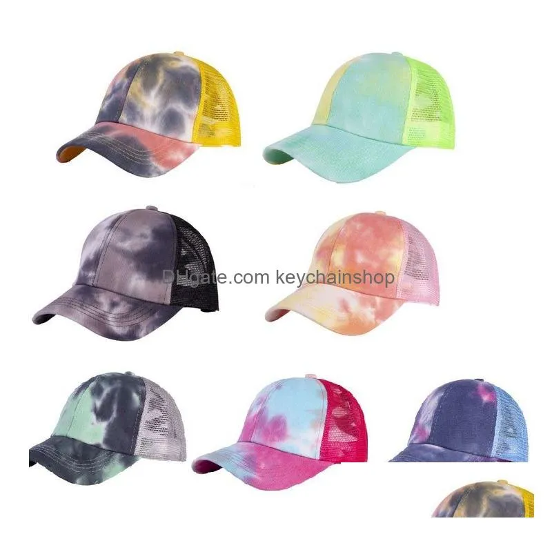 Beanie/Skull Caps 50 Styles Criss Cross Messy Bun Hats Sunflower Washed Cotton Snapback Casual Summer Tie-Dye Outdoor Hat For Women Me Dh4Li