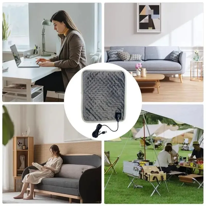 Mat Winter Car Seat Heated Cushion 30x25cm Ice Fishing Chair Thermal Mat 3 Level Temperature Picnic USB Type C Electric Heating Pad