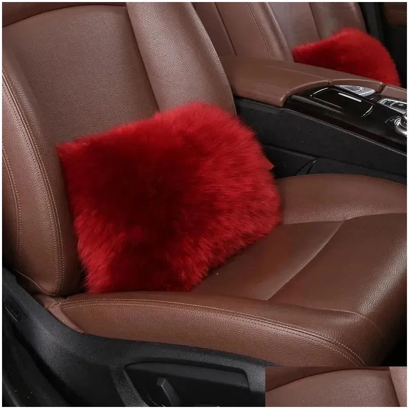 Car Seat Covers Waist Office Chair Pure Wool Plush Cushion Backrest Pillow Fluffy