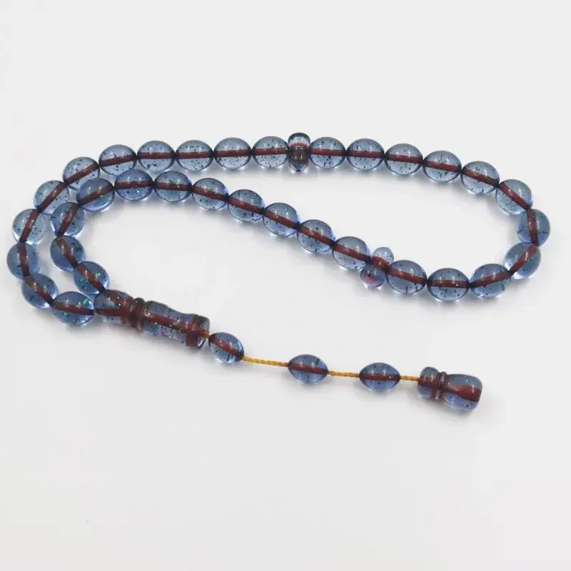 Strand Blue Resin Tasbih 33 Prayer Beads Muslim Bracelet Gift Arabic Accessories Turkish Jewelry Man Misbaha