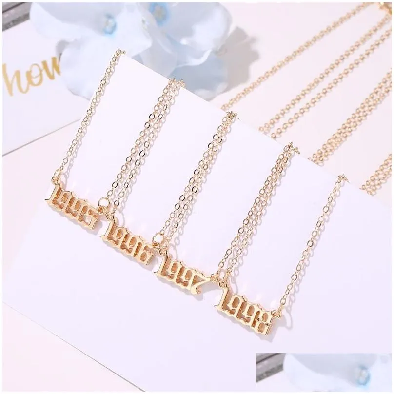 Pendant Necklaces Isang Selling Personalize Sier Gold Years Number For Women Custom Year 1980 1989 2000 Birthday Gift Drop Delivery Je Dh6B4