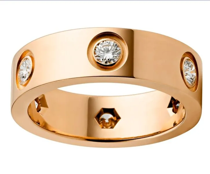 Love ring silver gold promise design diamonds no screw womens mens stainless steel luxury designer signet rings wedding bride