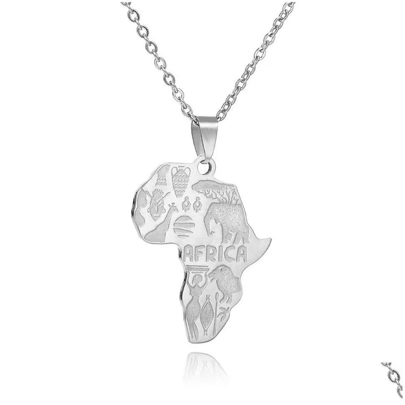 Pendant Necklaces Selling Men Womens Hip Hop Map Of Africa Stainless Steel Punk Jewelry Necklace In0728 Drop Delivery Pendants Dhh4K