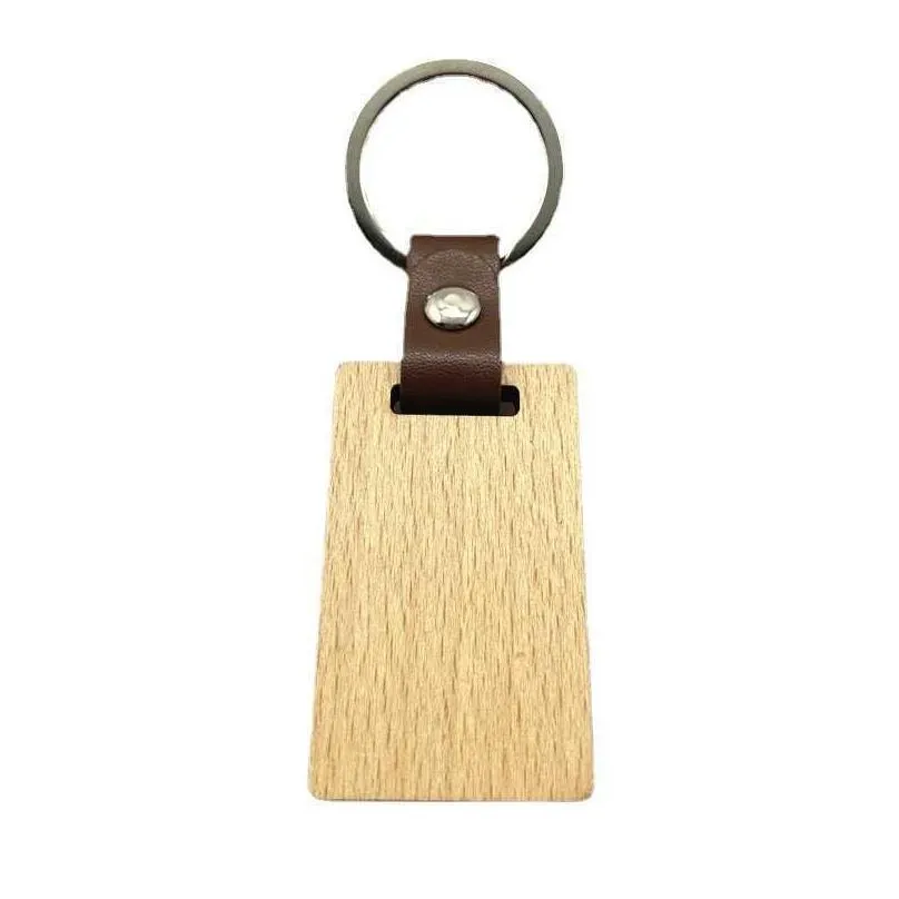 Keychains & Lanyards Fashion Wood Pu Leaer Keyring For Women Men Keychain Keys Bag Pendant Trend Jewelry Accessories Wholesale Drop D Dhzge