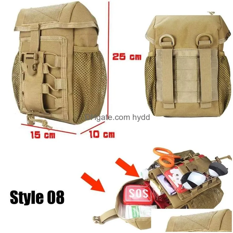 military edc tactical bag waist belt pack hunting vest emergency tools outdoor first aid kit camping survival pouch w2203117734853