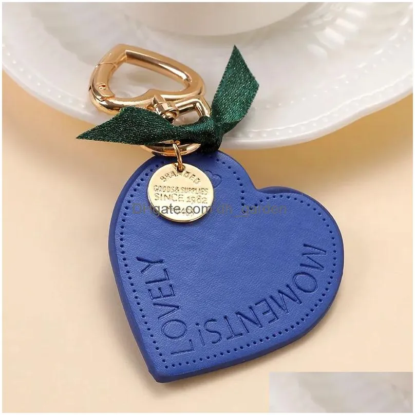 Key Rings Pu Leather Heart Keychains Cute Bag Jewelry Car Keyrings Holder For Women Lady Gift Fashion Gold Color Monments L Dhgarden Dhin8