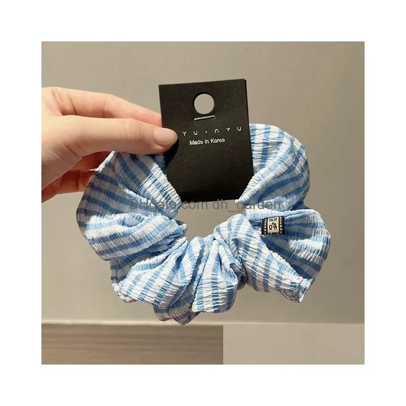 Hair Rubber Bands Korean Retro Romantic Plaid Elastic Scrunchie Simple Fashion Rope Accessories For Drop Delivery Jewelry Ha Dhgarden Dhkah