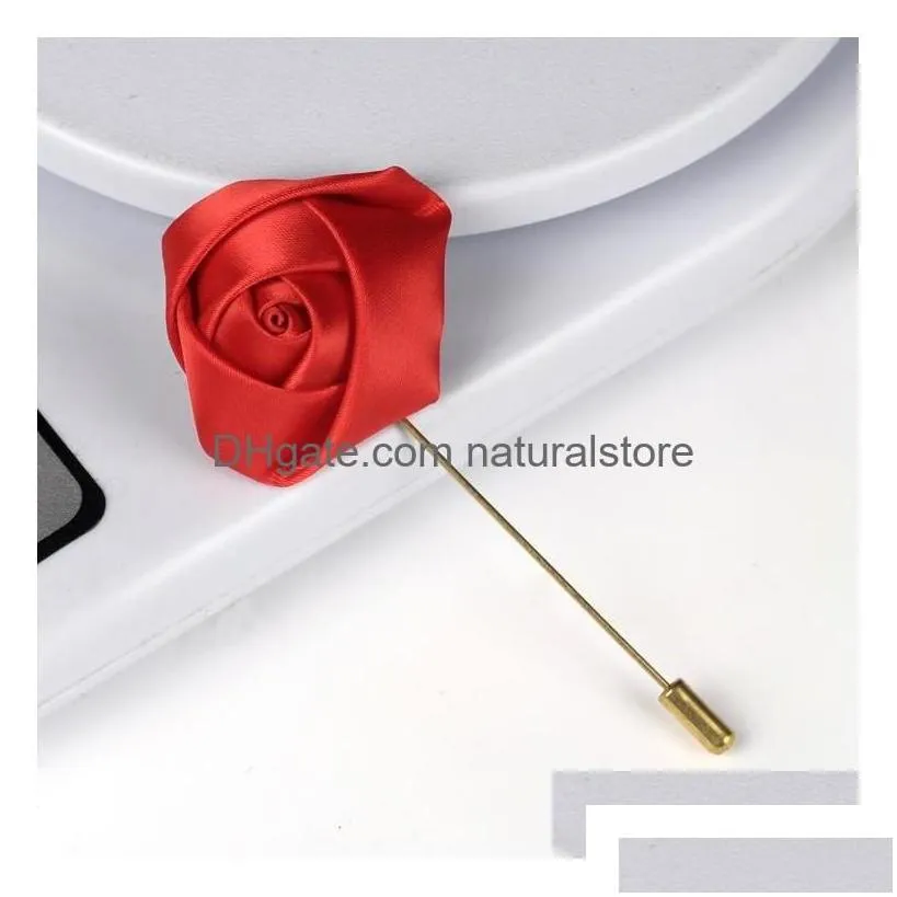 Pins Brooches Mens Lapel Pins Handmade Rose Flower Brooches Boutonniere Stick For Man Suits Jewelry Accessories Drop Delivery Jewelr