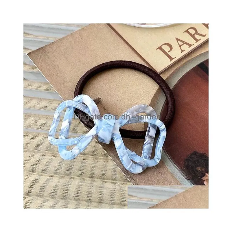 Hair Rubber Bands Selling Fashion 5.3Cm Floral Gracef Double Bow Knot Simple Ponytail Scrunchies High Elastic Band Accessor Dhgarden Dhhcl