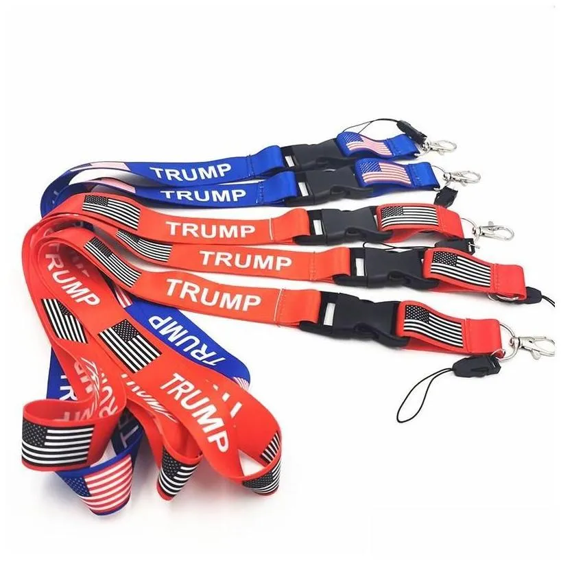 Party Favor Trump Lanyards Keychain Usa Flag Id Badge Holder Key Ring Straps For Mobile Phone Drop Delivery Home Garden Festive Supp