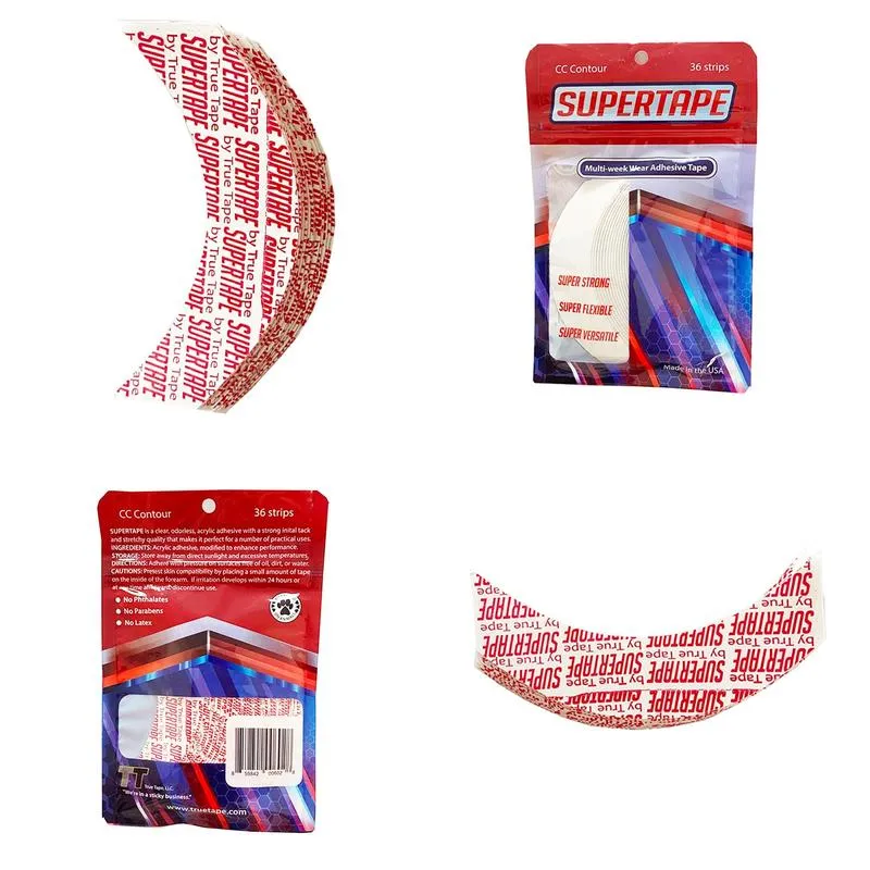 Adhesives 36pcs/lot Original package SUPERTAPE CC contour double side tape for wigs and toupees hair tape