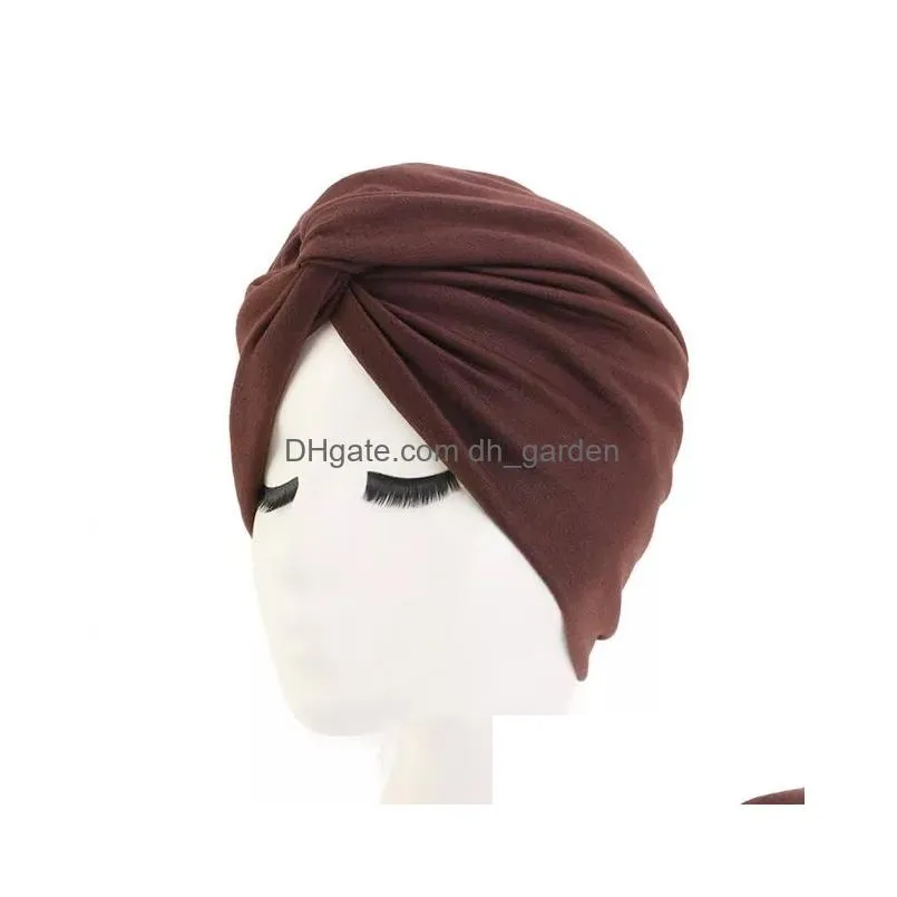 Beanie/Skull Caps Fashion Bohemia Twist Turban Scarf Female Bandana Headband Womens Hijab Chemo Cap Ladies Head Wraps Muslim Dhgarden Dhvxq