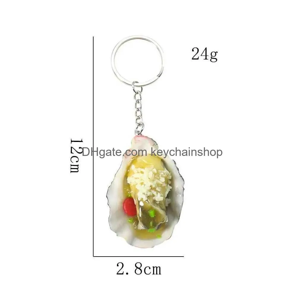 Keychains & Lanyards 2Pcs Food Resin Oysters Keychain Seashell Pendant Delicious Seafood Chinese Stalls Ornament Resturant Delicacies Dh0Vw