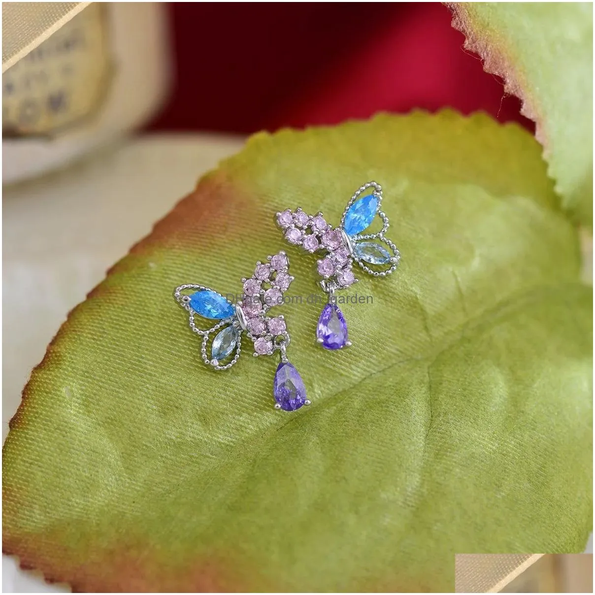 Dangle & Chandelier Micro Pave Zirconia Colorf Butterfly Earrings For Women Lady 2023 New Trendy Simple Fashion Jewelry Drop Dhgarden Dhqon