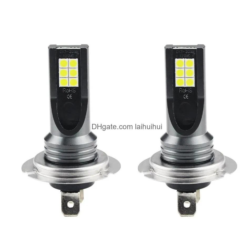 car fog light 3030 12led h7 dc12v-24v 24w led daytime running headlight 6000k h1 h3 h4 9005 9006 bulb