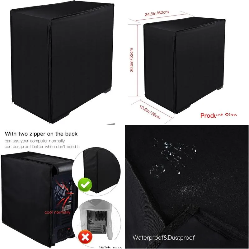 Dust Cover Pc Computer Cpu Er Mid-Tower Case Protector Host Waterproof Drop Delivery Home Garden Housekeeping Organization Otd9C
