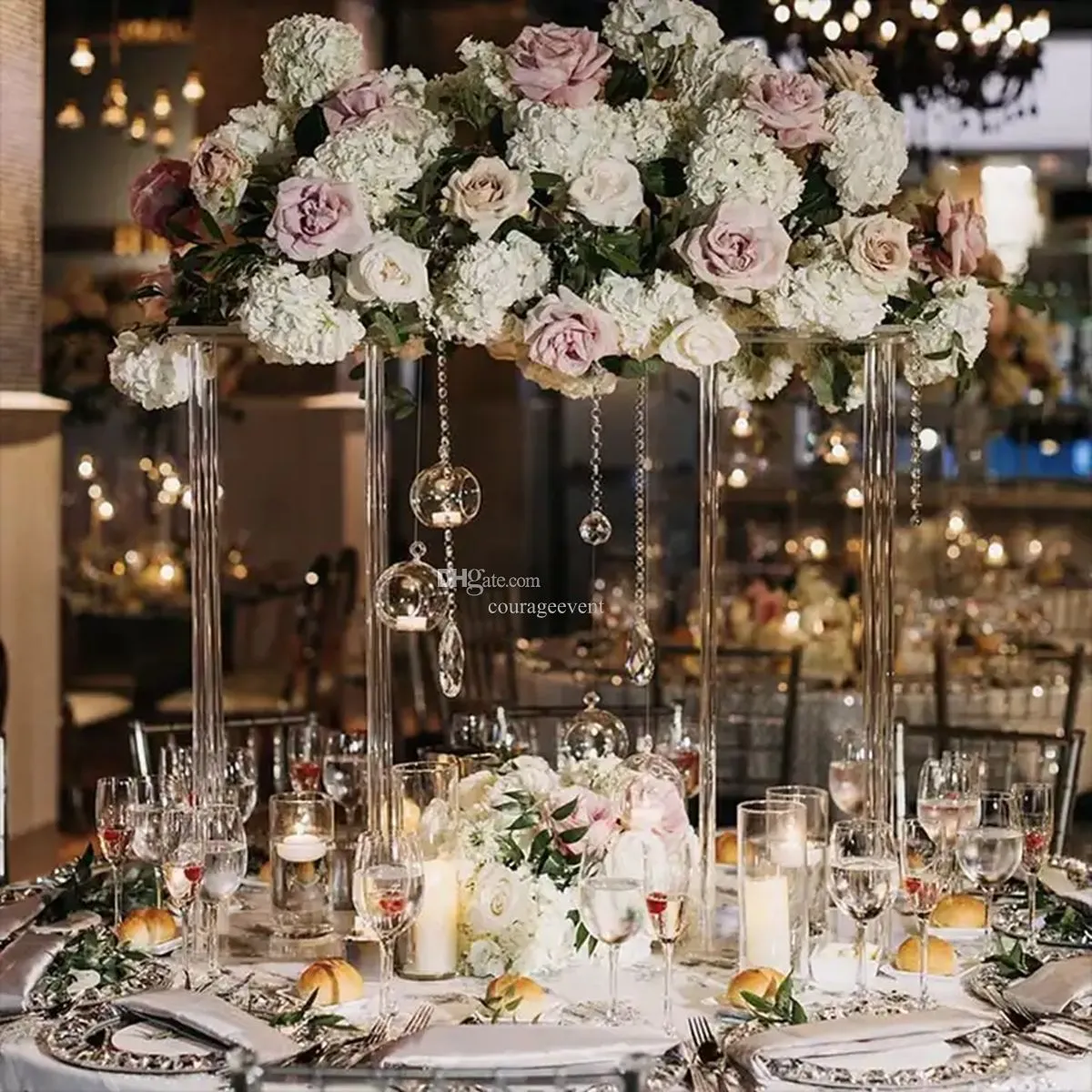 clear acrylic Candelabra crystal Candlestick Wedding Decoration Cheap Candle Holder Square Clear Crystal Acrylic Flower Stand Wedding Centerpiece For Table