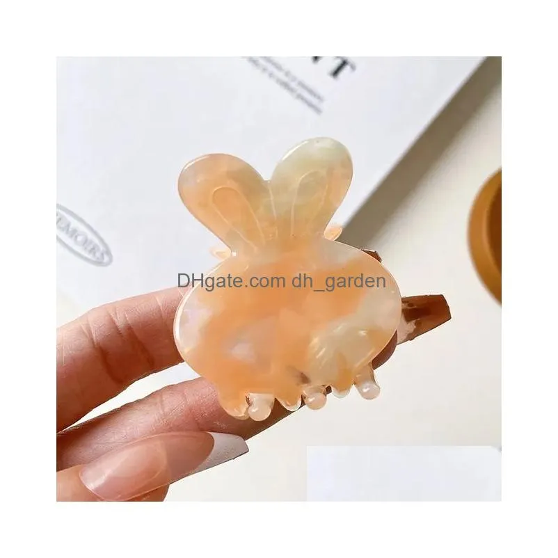 Clamps 2023 New Cute 3.7Cm Small Rabbit Bunny Acetate Hair Claw Clips Lovely Bangs Side Clip Accessories For Drop Delivery Dhgarden Dhlec