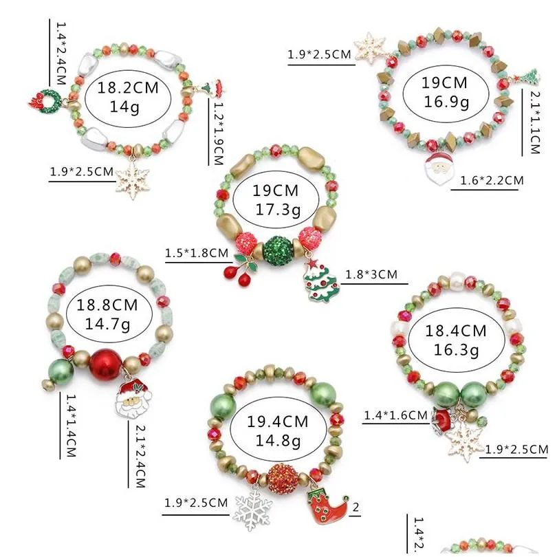 Identification 2021 New Fashion Christmas Bracelet Woman Personality Santa Claus Small Bell Sweet Circle Bead Hand Decorate Drop Deli Dhbir