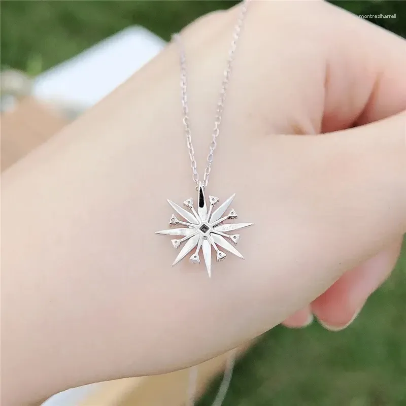 Chains Korean Ladies Ins Snowflake Sterling Silver S925 Necklace Light Luxury Sun Flower Clavicle Chain For Girlfriend Christmas Gift