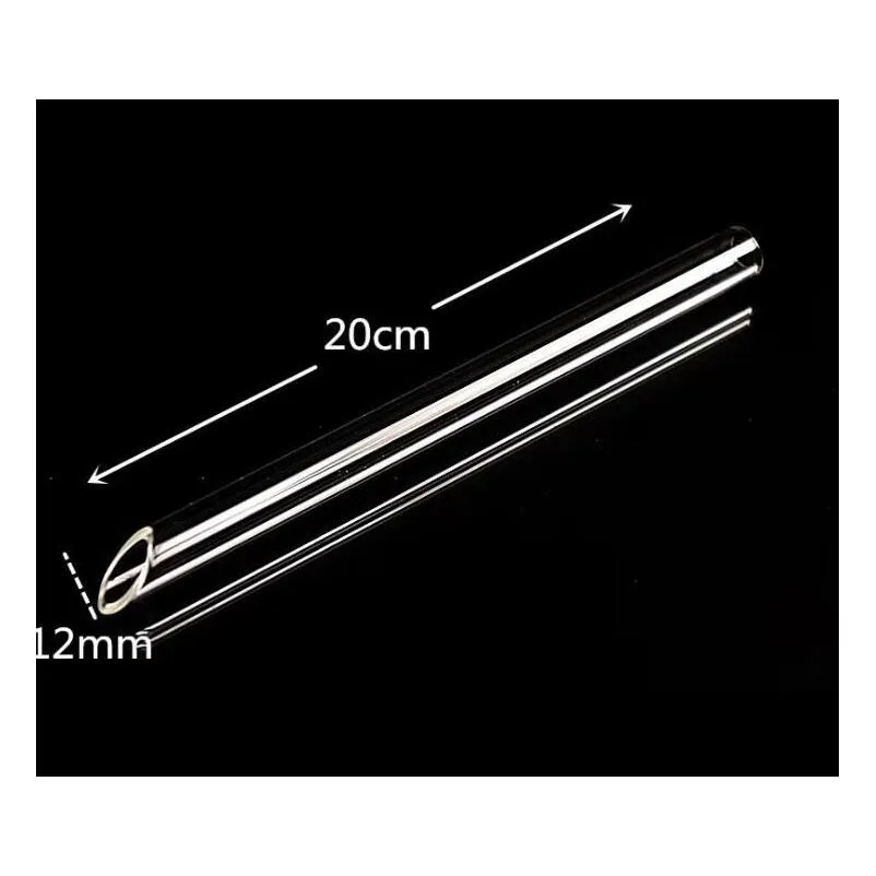 Drinking Straws Transparent Glass Sts Clear Reusable Wedding Birthday Party Thick Straight Pipe 20Cm Drop Delivery Home Garden Kitchen Dh5Vw