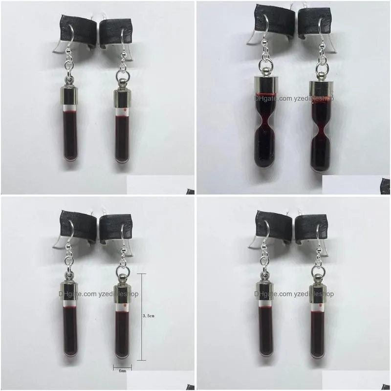 Dangle Chandelier Earrings Vintage Vampire Resin-Filled Blood Bottle Pendant 2022 Glass Fake Gotra Jewelry Drop Delivery Earring Dhquh