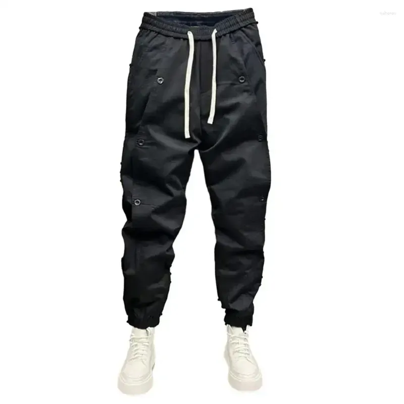 Men`s Pants Men Sports Casual Elastic Waist Ankle Length Sweatpants With Pockets Trousers For Autumn Winter