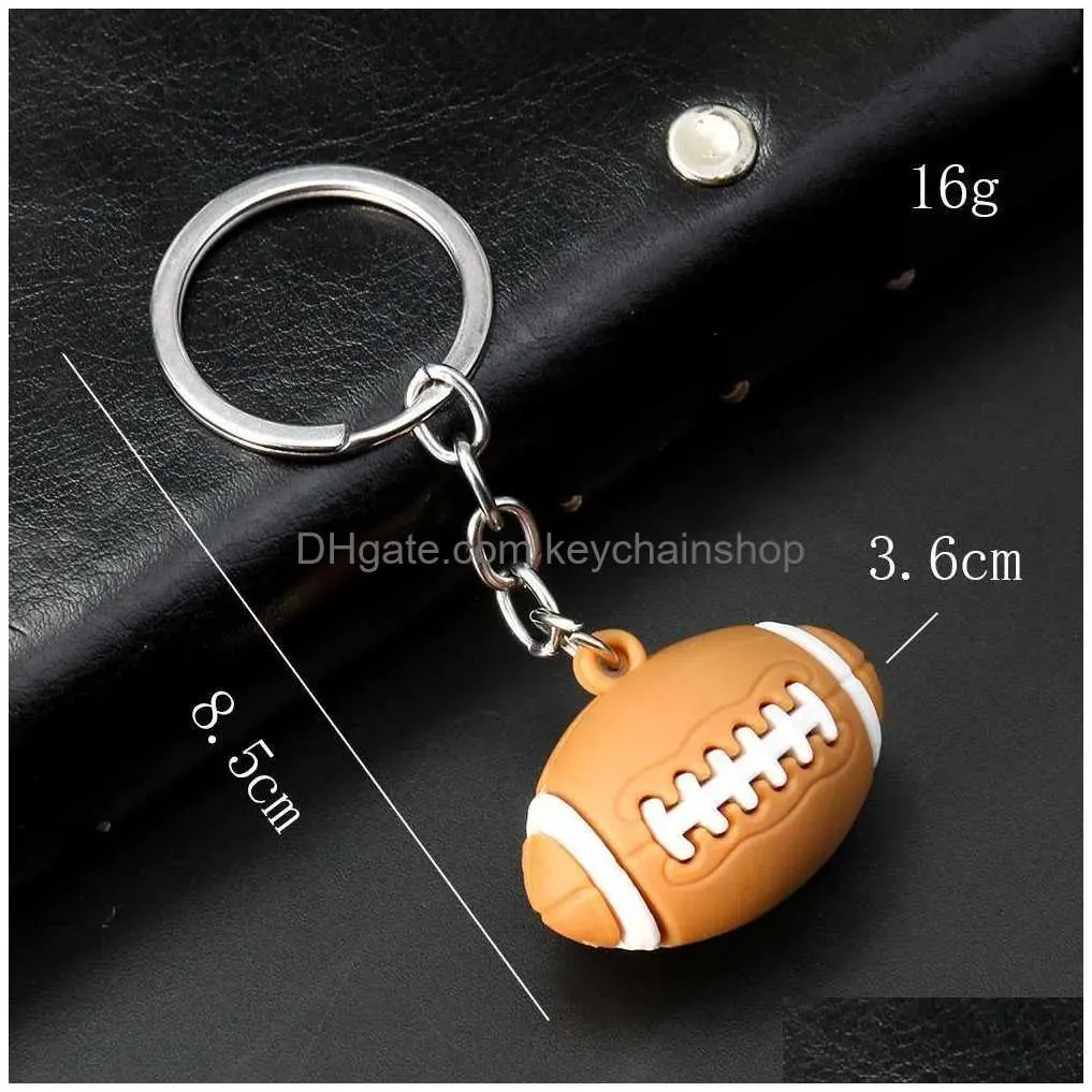 Keychains & Lanyards 2Pcs 1Pc Sport Fans Keychain Football Basketball Pendant Key Keyring Lucky Hip Hop Chains For Bag Men Drop Deliv Dh5Ae