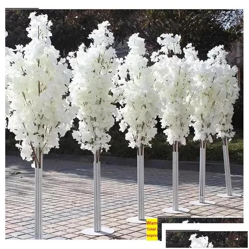 Decorative Flowers Wreaths Wedding Decoration 5Ft Tall 10 Piecelot Slik Artificial Cherry Blossom Tree Roman Column Road Drop Deli