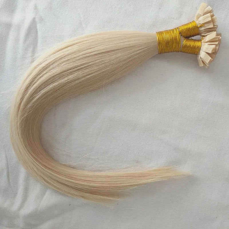 keratin fusion brazilian european hair blonde color 613 flat tip hair one donor remy virgin straight pre bonded human hairextensions