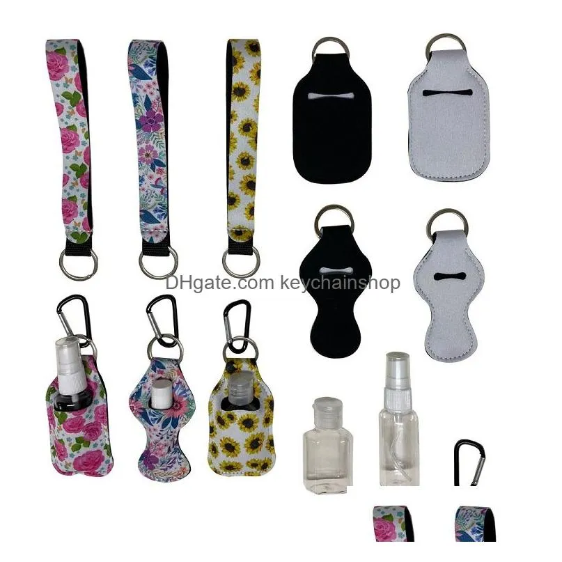 Keychains & Lanyards 1 Setis2Pcs Neoprene Hand Sanitizer Bottle Holder Keychain Wristlet Matching Delivery 30Ml Bottl Chapstick Drop Dhmbc