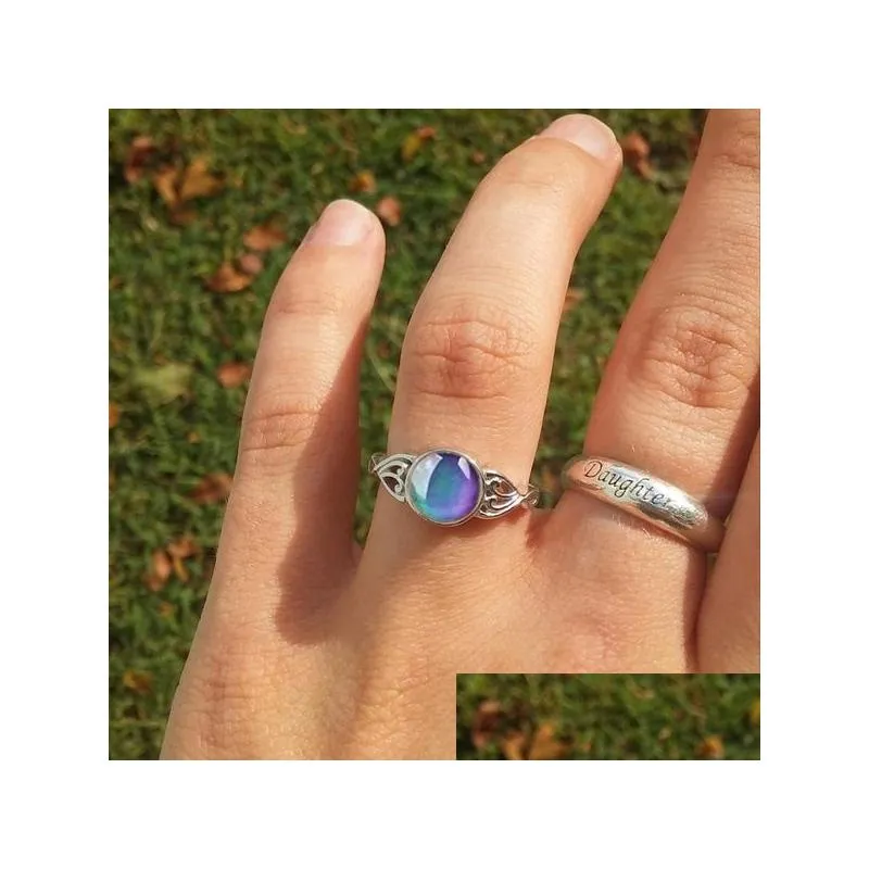 Band Rings Selling 925 Sier Mix Size Mood Ring Changes Color To Your Temperature Reveal Inner Emotion Finger Jewelry Bk Drop Delivery Dh7Vx