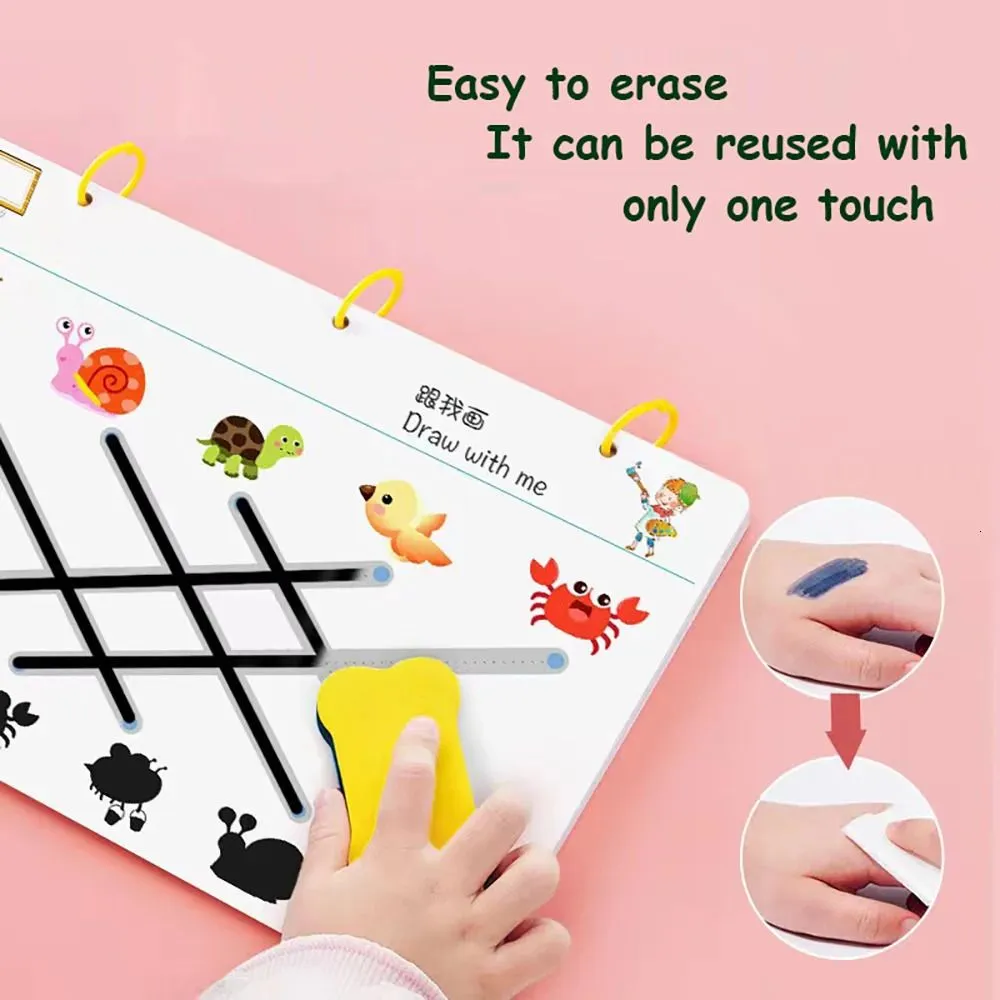 Montessori Drawing Pen Control Shape Math Color Match Game Children Magical Tracing Set Toddler Activities Educational Toy Books