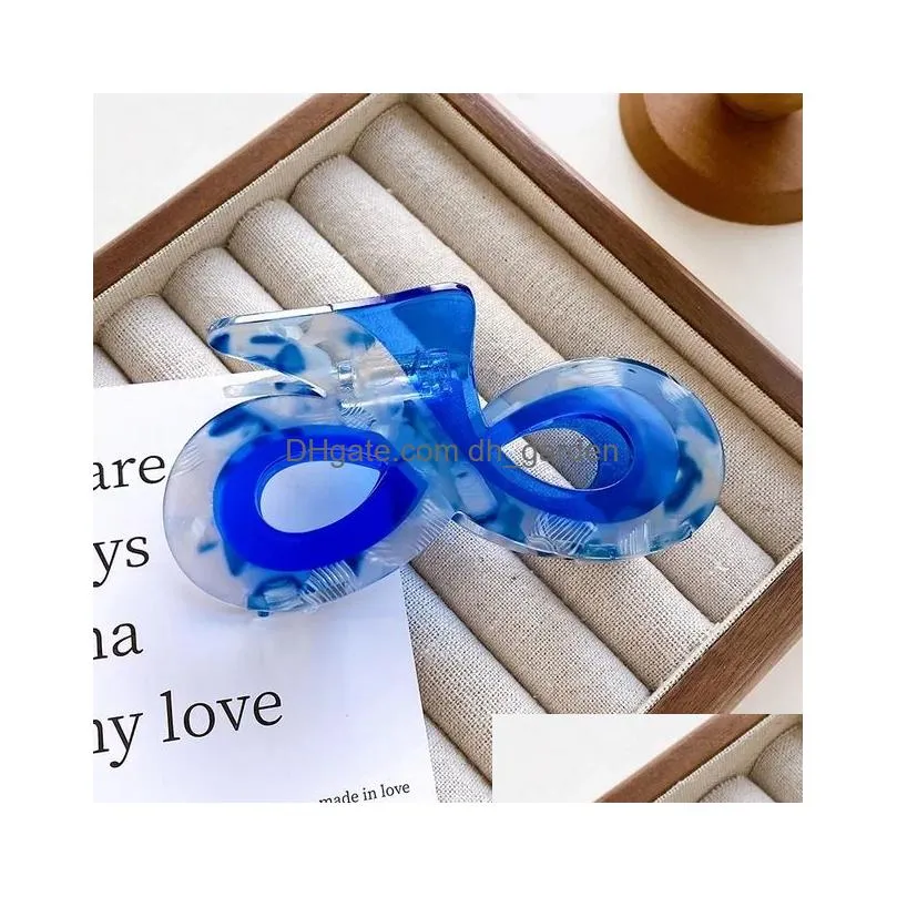 Clamps New Creative Design Fashion Curling Hair Clip Retro 10.5Cm Large Glasses Shape Acetic Acid Splicing Shark Accessorie Dhgarden Dhktb