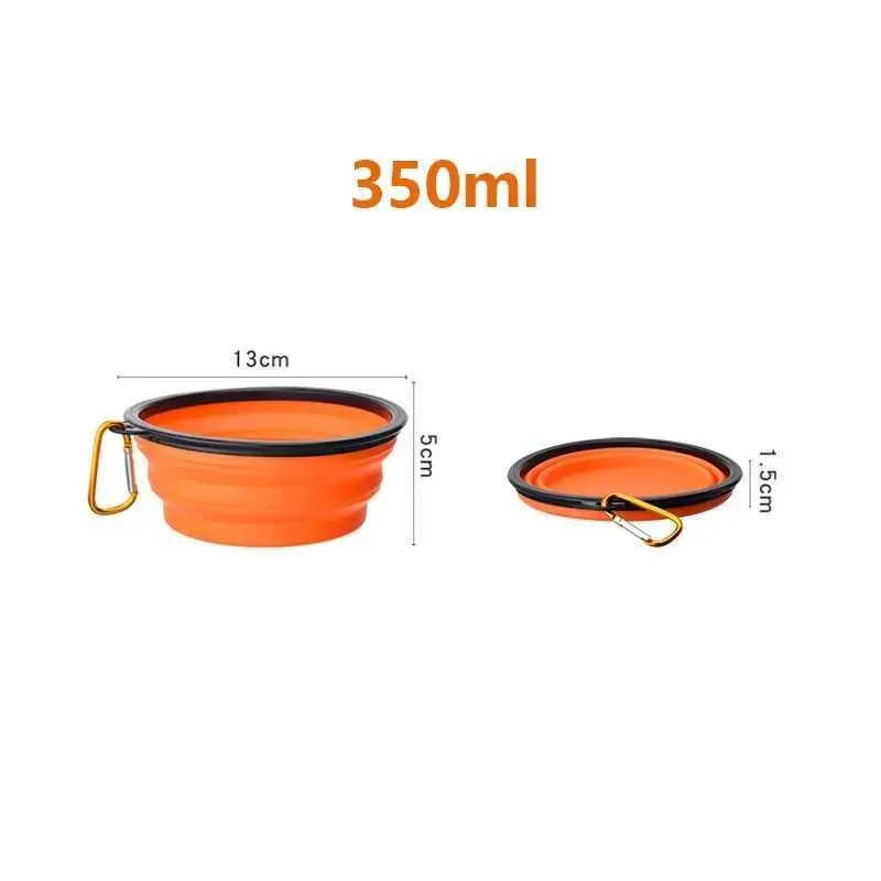 Camp Kitchen Foldable Pet Travel Bowl 350ML Portable Cat Outdoor Water Bowl Puppy Food Container Silicone Collapsible Feeder Dog Accessories