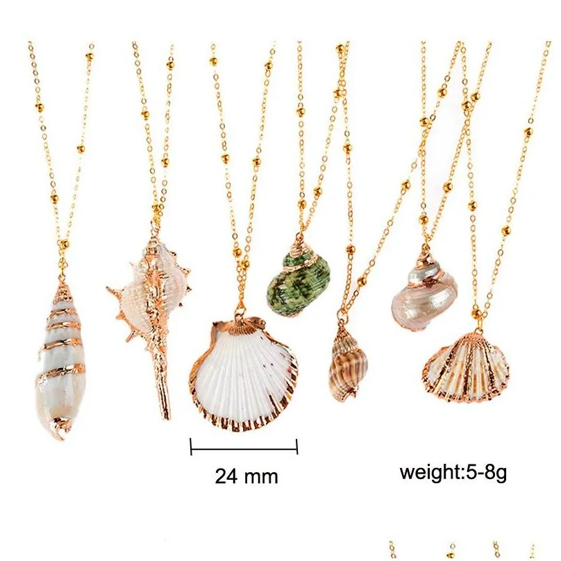 Pendant Necklaces Isang New Fashion Gold Plated Seashell Conch Necklace American European 18K Chain Summer Beach Jewellry Drop Deliver Dhq83