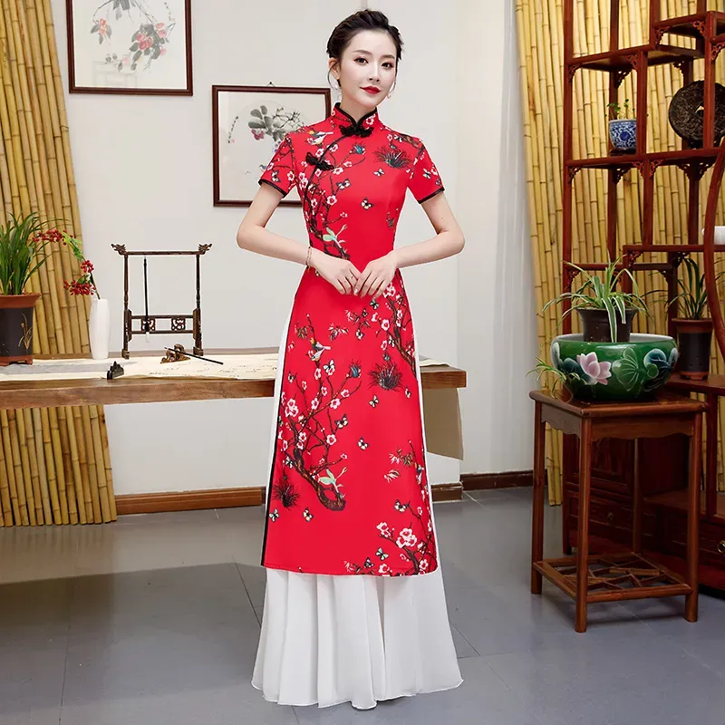 Ethnic Clothing Women Vietnam Traditional Dress Woman Vietnamese Ao Dai Long Cheongsam Qipao Robe Orientale Party Dresses China