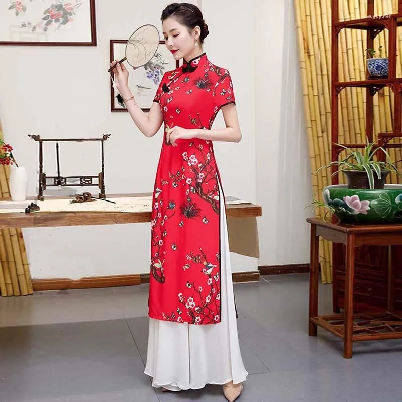 Ethnic Clothing Women Vietnam Traditional Dress Woman Vietnamese Ao Dai Long Cheongsam Qipao Robe Orientale Party Dresses China