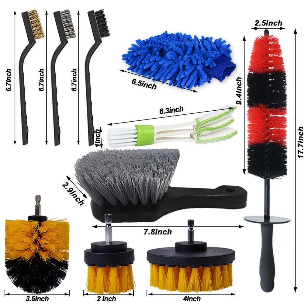 Maintenance New Detailing Brush Drill Brushes For Car Tire Rim Cleaning Detail Brush Set For Auto Interior Exterior Cleaning Car Dry Wash