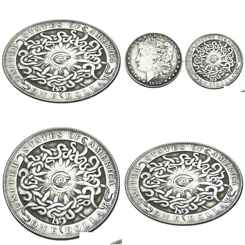 hb108 hobo morgan dollar skull zombie skeleton copy coins brass craft ornaments home decoration accssories7124062