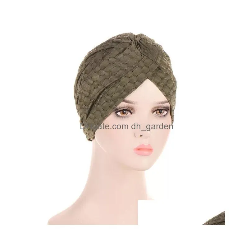 Beanie/Skull Caps Mticolor Fashion Turban Scarf Female Bandana Headband Womens Hijab Hair Er Cap Ladies Head Wraps Muslim He Dhgarden Dhfgq