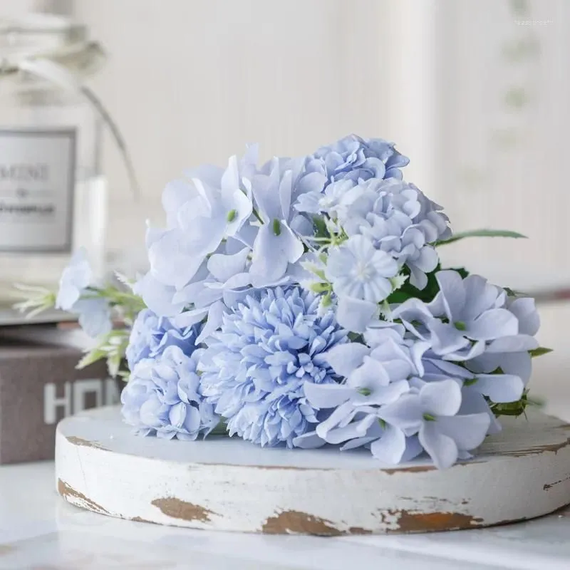 Decorative Flowers Artificial Wedding Bridal Bouquet Hydrangea Silk Flower High Quality Home Decor Table Accessories Christmas