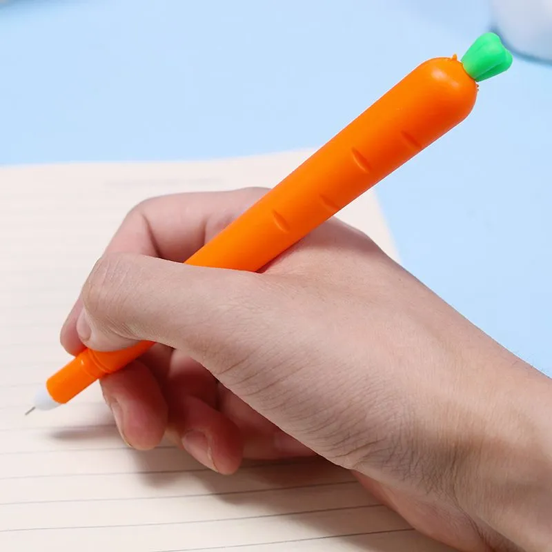 wholesale Carrot Roller Ballpoint Pen 0.5MM Orange Vegetable Shaped Student Stationery Gel Pens Christmas Gift