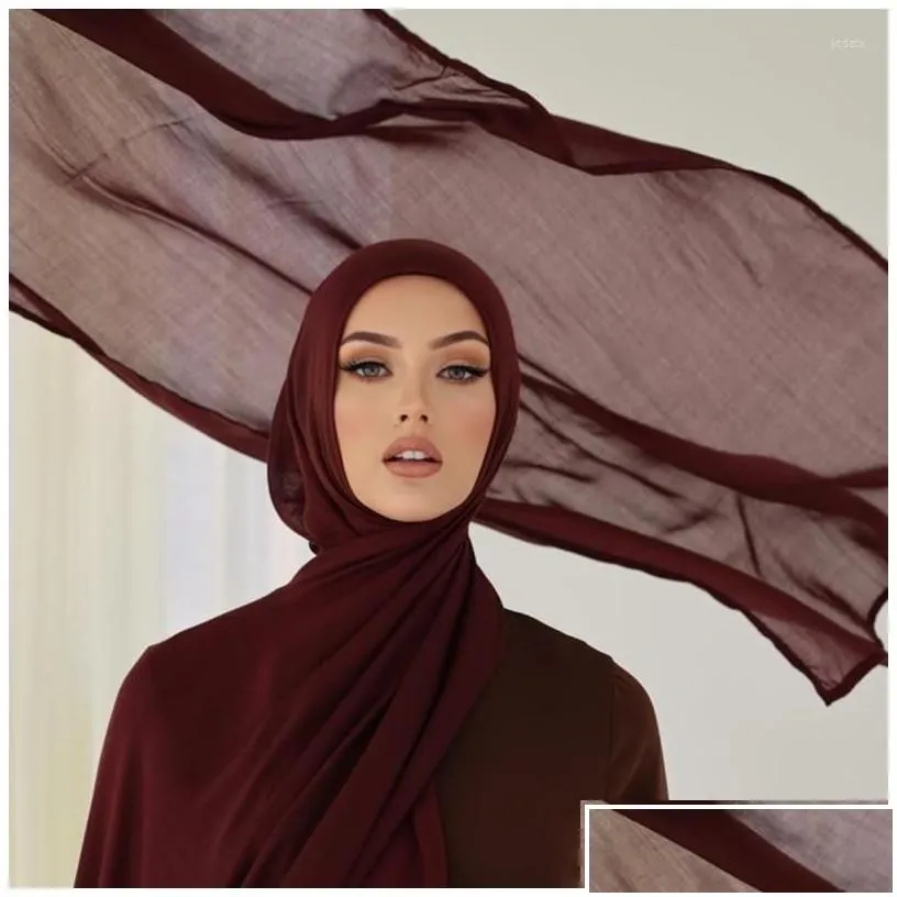 Scarves Scarves Plain Modal Hijabs Muslim Soft Viscose Voile Scarfs Fashion Women Shawls For Lady Drop Delivery Fashion Accessories Ha