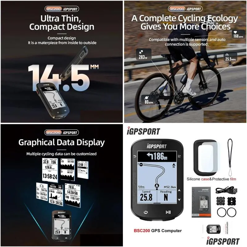 IGPSPORT BSC200 GPS Cycle bike Computer Wireless Speedometer Bicycle Digital ANT Route Navigation Stopwatch Cycling Odometer 240325